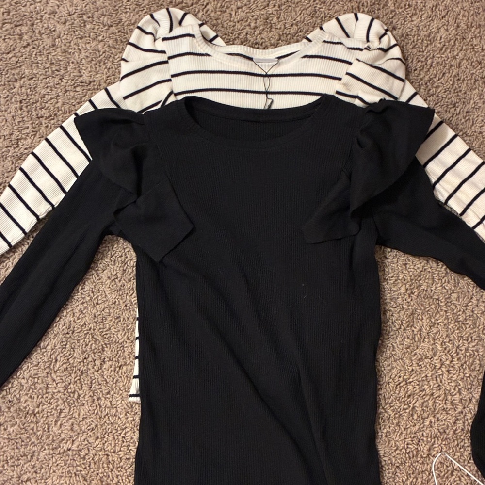 Zara Cream and Black Striped Sweater